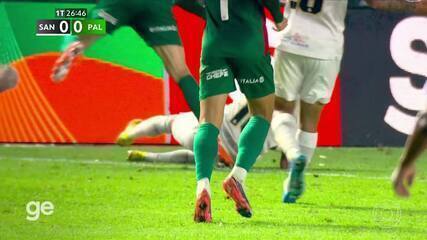 Neymar sofreu seis faltas em 45 minutos no clássico entre Santos e Palmeiras; veja os lances